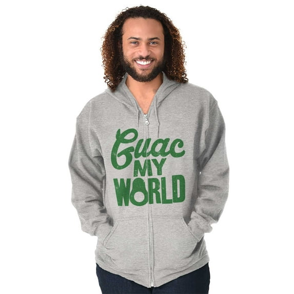 Guac World Guacamole Avocado Foodie Zip Up Hoodie Men's Women's Brisco Brands L