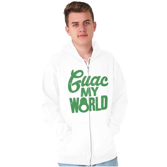 Guac World Guacamole Avocado Foodie Zip Up Hoodie Men's Women's Brisco Brands M
