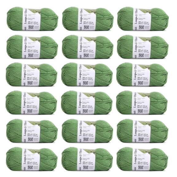 Loops & Threads Guacamole Impeccable Solid Yarn - Medium Weight Yarn for Knitting, Crochet, Weaving, Arts & Crafts, 18 Pack
