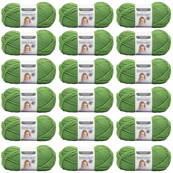 Loops & Threads Guacamole Impeccable Solid Yarn - Medium Weight Yarn for Knitting, Crochet, Weaving, Arts & Crafts, 18 Pack