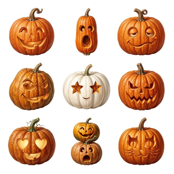 GUACAMOLE Pumpkin Carving Faces Rub-On Decals, 9 Count
