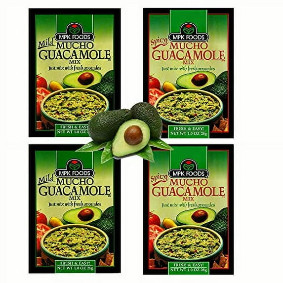 Guacamole Seasoning Mix, Mild & Spicy Variety Pack by MPK Foods 1 Ounce (Pack of 4)