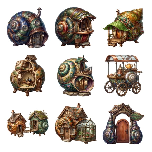 GUACAMOLE Snail Shell Tea Houses Rub-On Decals, 9 Count