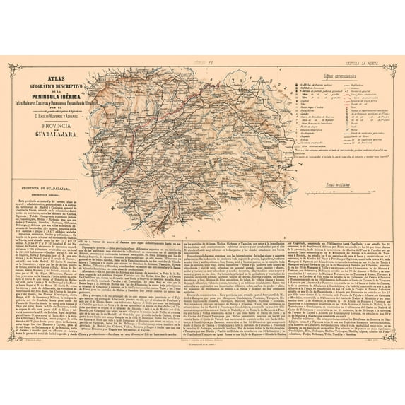 Historic Map - Guadalajara Spain - Valverde 1880 - Vintage Wall Art
