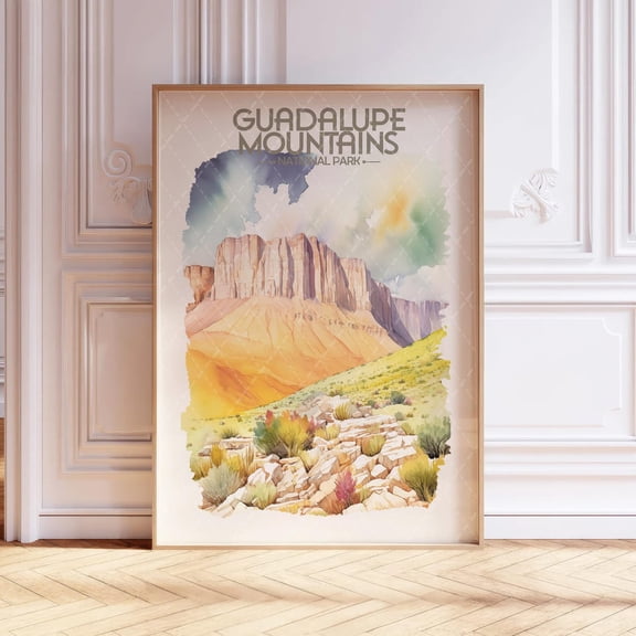 Guadalupe Mountains National Park Soft Pastel Landscape Travel Unframed Paper Print