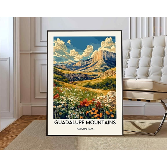 Guadalupe Mountains Texas National Park Landscape Wall Art Print, Unframed Paper Poster 8x10in