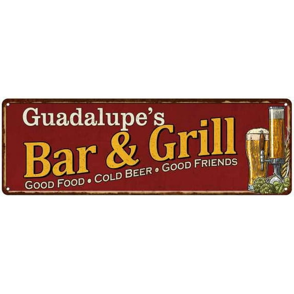 Guadalupe's Bar and Grill Red Man Cave Decor 8x24 Sign 108240054497