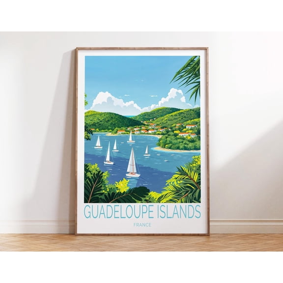 Guadeloupe Island Tropical Caribbean Wall Art, Unframed Paper Print Size 8x12