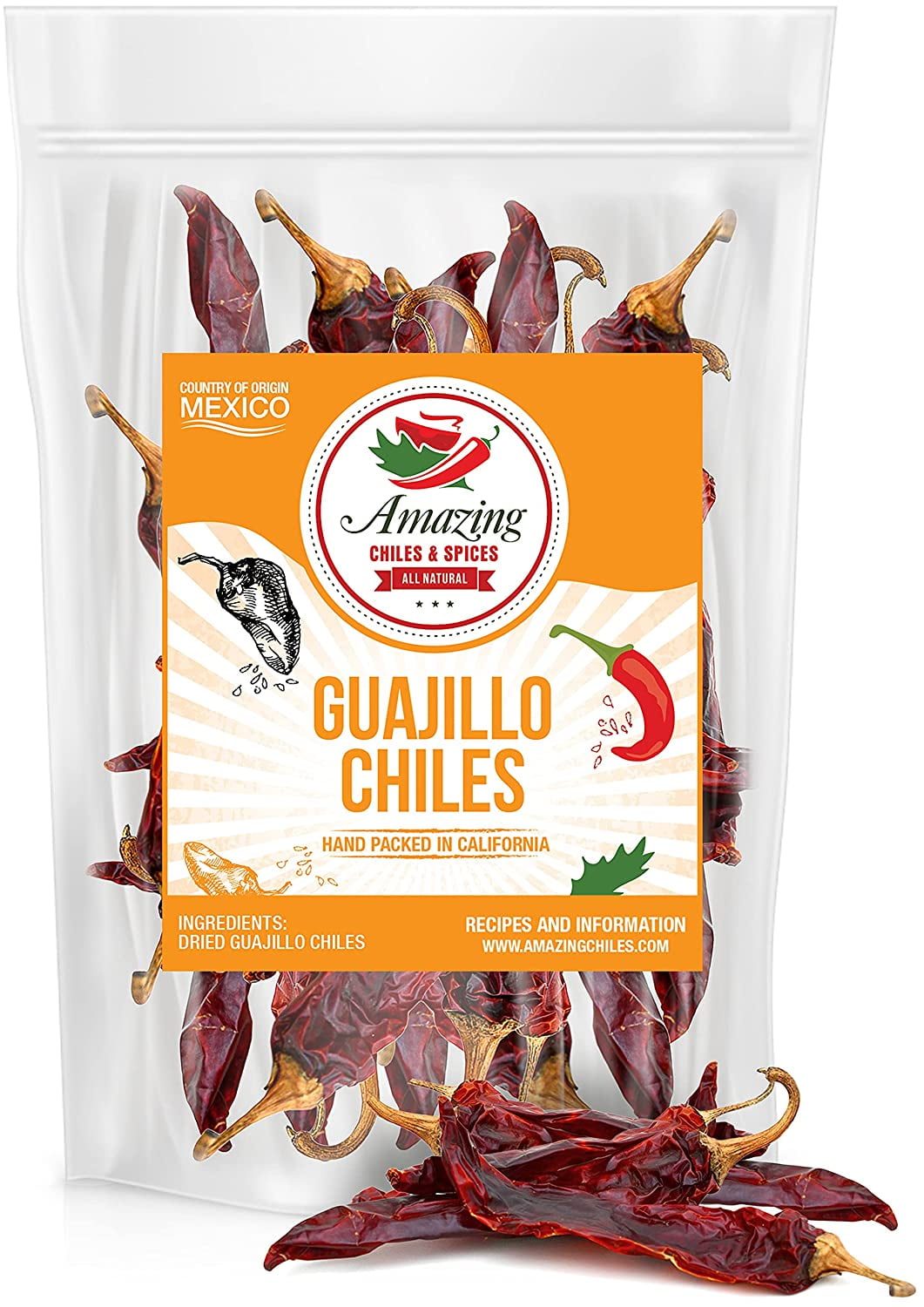 Guajillo Chiles Peppers 4 oz Natural and Premium Great For Mexican
