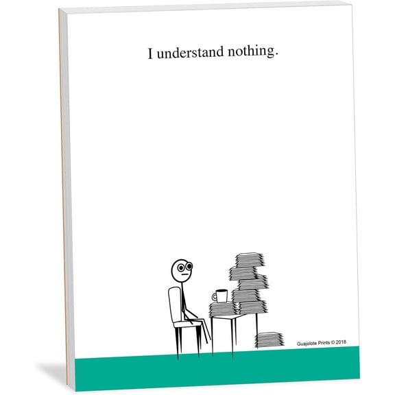 Guajolote Prints Funny Sarcastic Notepad 3-Pack  Novelty Memo Pads, Gag Gift for Office Coworkers and Friends  4 x 5.25 in, 50 Sheets Each (I Understand Nothing)