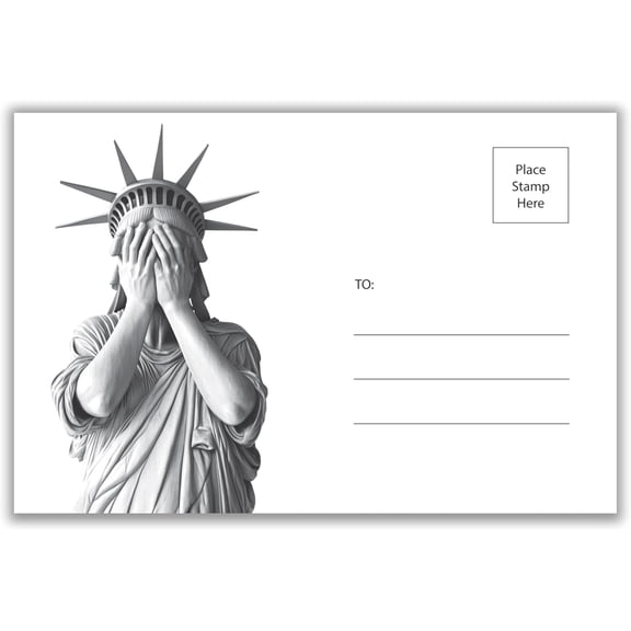 Guajolote Prints Weeping Statue of Liberty Political Activism Protest Postcards, Mail to Congress & Senate, Voter Action 4x6 in, 24 Ct
