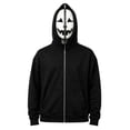 thumbnail image 1 of Guakiv Halloween Zip Up Hoodie,Black Skull Face Print Sweatshirt,Spooky Cosplay Jacket for Boys and Girls,Halloween Costume Deep Red 150(11-12Y), 1 of 2