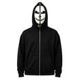 thumbnail image 1 of Guakiv Halloween Zip Up Hoodie,Black Skull Face Print Sweatshirt,Spooky Cosplay Jacket for Boys and Girls,Halloween Costume Light Gray 130(7-8Y), 1 of 2