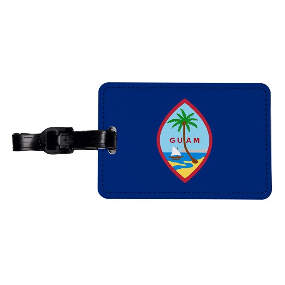 Guam Country Flag Faux Leather Travel Luggage Tag