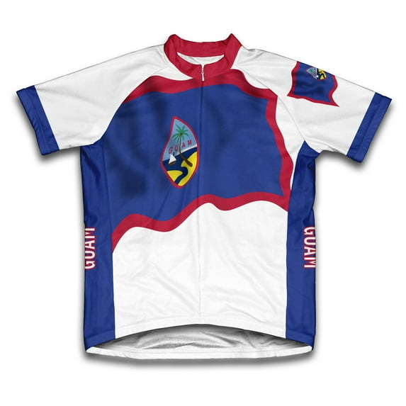 Guam Flag Short Sleeve Cycling Jersey for Women - Size L