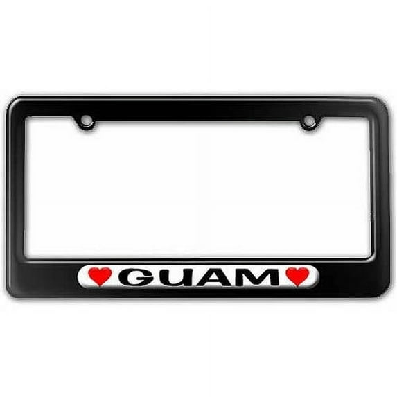 Guam Love with Hearts License Plate Tag Frame, Multiple Colors
