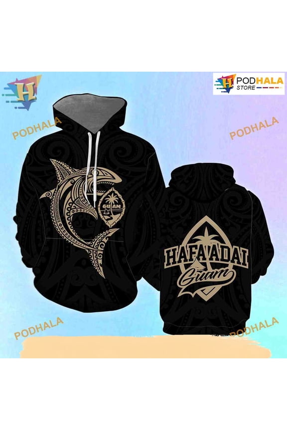 Guam Polynesian Shark All Over Printed 3D Hoodie T-Shirt