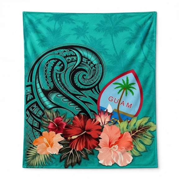 Guam Tropical Polynesian Style Fleece Blanket, 280 GSM Polyester Throw