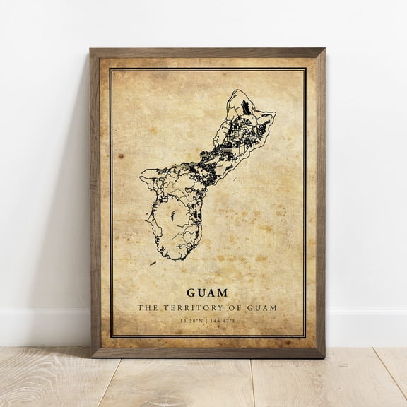 Guam Vintage Road Map Decorative Interior Home Wall Art Poster