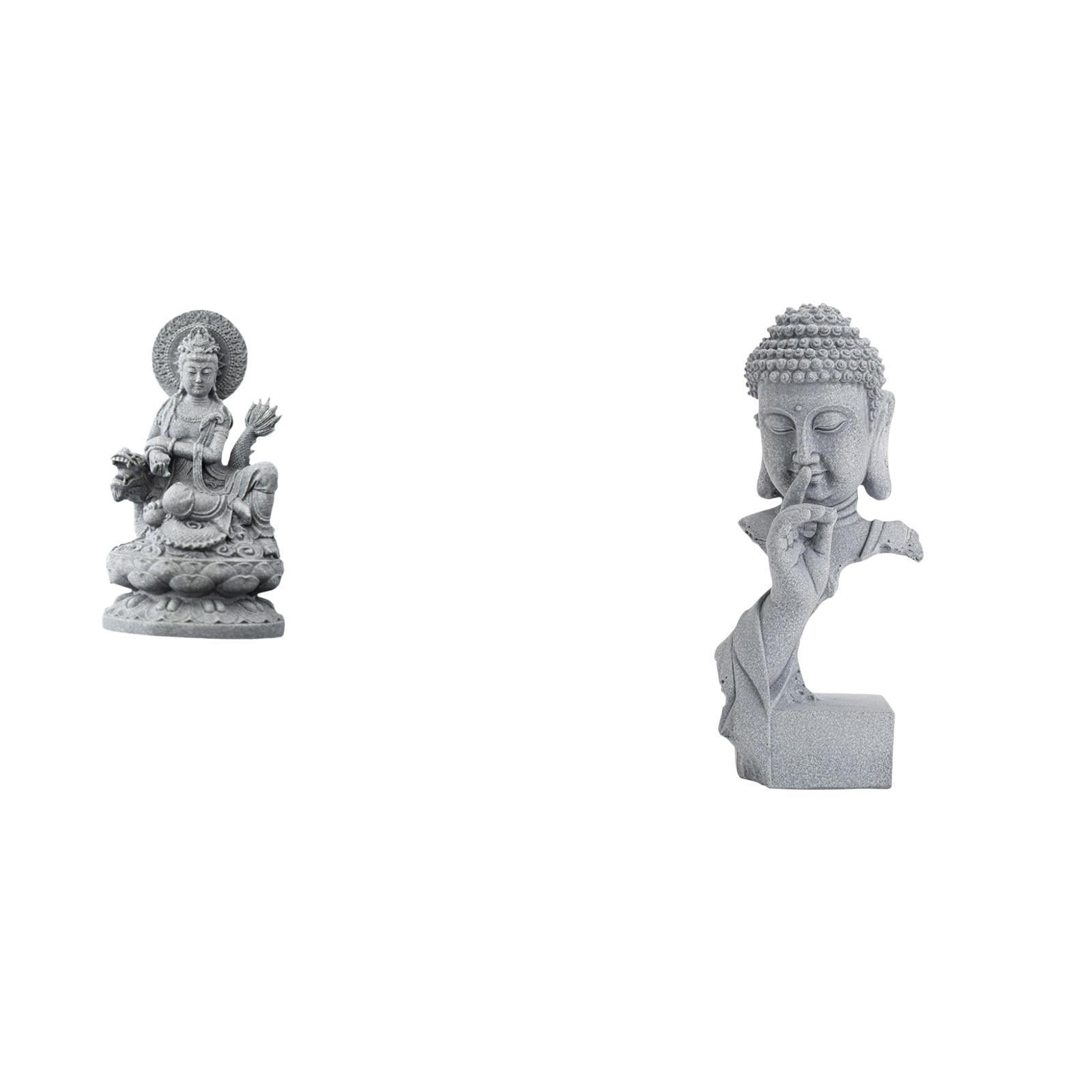 Guan Yin Statue Buddha Sculpture Resin Craft Artwork for Meditation Living Room Indoor Garden Decor