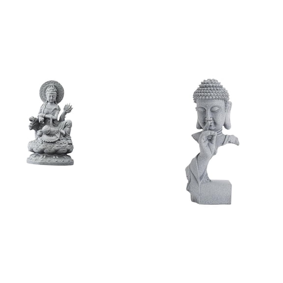 Guan Yin Statue Buddha Sculpture Resin Craft Artwork for Meditation Living Room Indoor Garden Decor