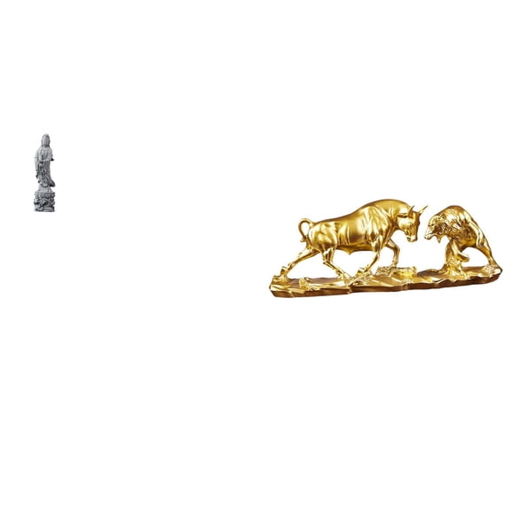 Guan Yin Statue Bull Bear Figurine Stone Resin Material for Home Office Desktop Decoration