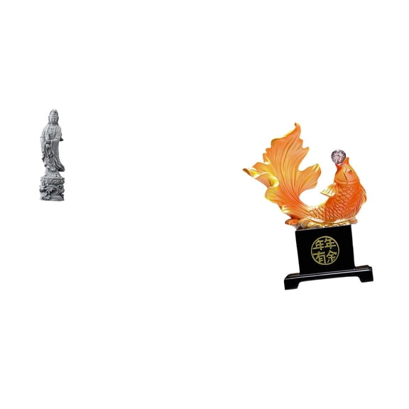 Guan Yin Statue Carp Figurine Fish Sculpture Resin Material for Feng Shui Bedroom Office Desk Decor