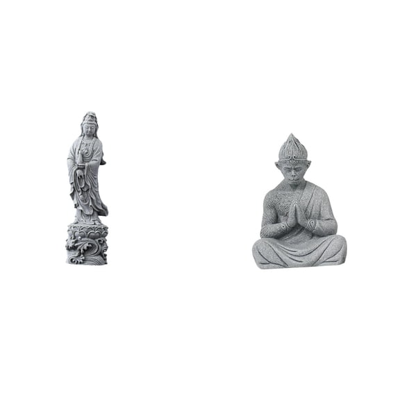 Guan Yin Statue Monkey Buddha Sculpture Collectible Stone Material for Indoor Home Buddhist Decor