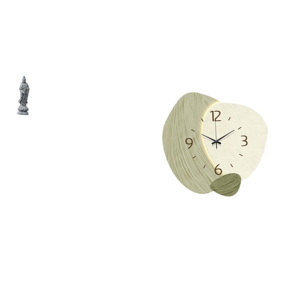 Guan Yin Statue Wall Clock Decorative Ornament Stone Material Silent Design for Home Office Room