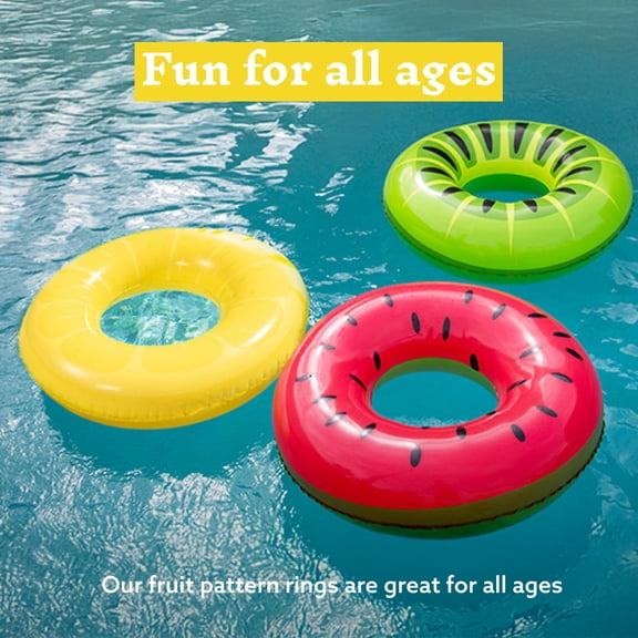 Guang Sheng Pu Inflatable Swim Tube Raft 3 pack with Summer Fruits Painting, Pool Toys for Swimming Pool Party Decorations