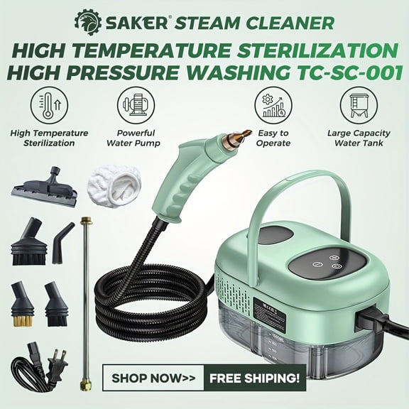 Guang shengpu Handheld Pressurized Steam Cleaner, 1500W High-Temperature Portable Steam Cleaning Machine with Brush Heads for Kitchen, Bathroom, Furniture - Ideal Gift for Men, Women, Husband, Wife