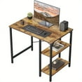 thumbnail image 1 of Guang shengpu Small Computer Desk, 35 Inch Home Office Desk with 2 Storage Shelves on Left or Right Side, Study Writing Desk with Storage Board, Rustic Brown, 1 of 9