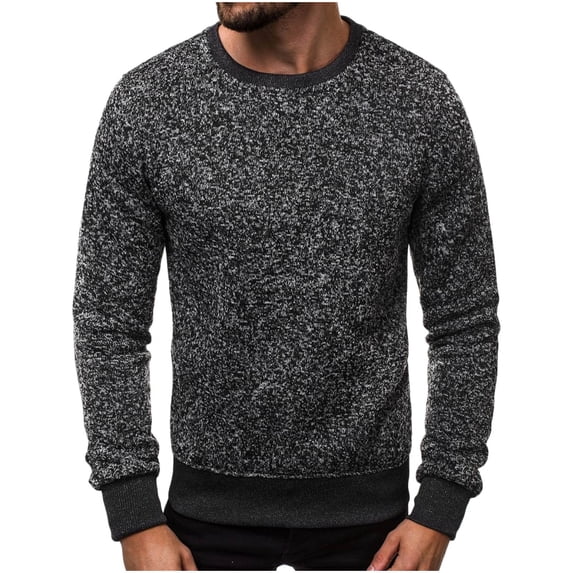 GuangCheng Cable Knit Sweaters for Men Long Sleeve Crew Neck Loose Pullover Warm Butom Sweatshirts for Fall Winter