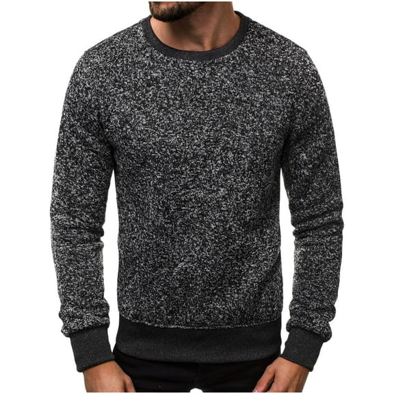 GuangCheng Cable Knit Sweaters for Men Long Sleeve Crew Neck Loose Pullover Warm Butom Sweatshirts for Fall Winter