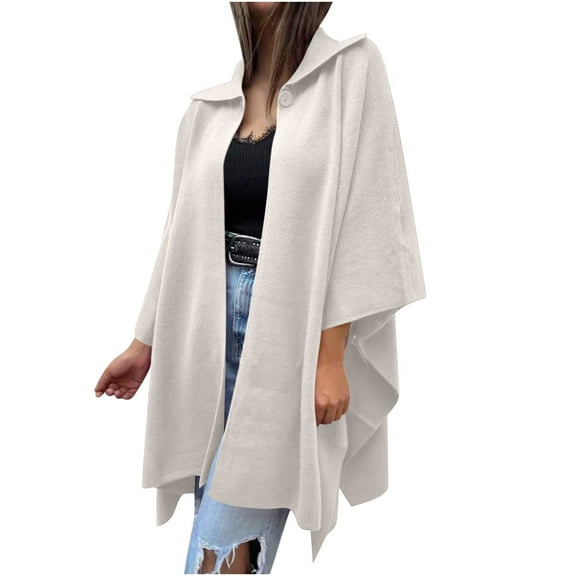 GuangCheng Coats for Women Casual Solid Color Loose Fit Lapel Cardigan Long Sleeve Tops Jackets