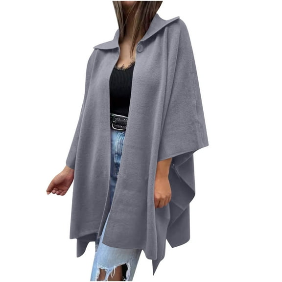 GuangCheng Coats for Women Casual Solid Color Loose Fit Lapel Cardigan Long Sleeve Tops Jackets
