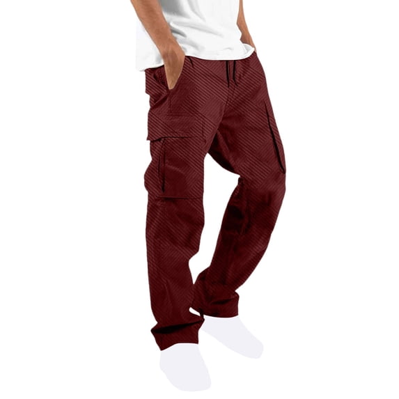 GuangCheng Drawstring Cargo Pants for Men Elastic Waist Joggers Pants Athletic Techwear Jogging Sweatpants with Pockets