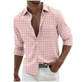 thumbnail image 1 of GuangCheng Dress Polo Shirts for Men Silm Fit Plaid Lapel Collar Button Down Long Sleeve Suit Blouses, 1 of 6