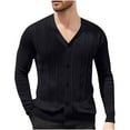 thumbnail image 1 of GuangCheng George Cable Knit Cardigan Sweaters for Men,V Neck,Button Up,Casual Textrue Knitwear Sweaters,Black,XL, 1 of 7