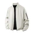 thumbnail image 1 of GuangCheng George Men Bomber Jackets Classic Full Zip Lightweight Water Resistant Ribbed Trim Chest Pocket Versatile Coats,Khaki,M, 1 of 9
