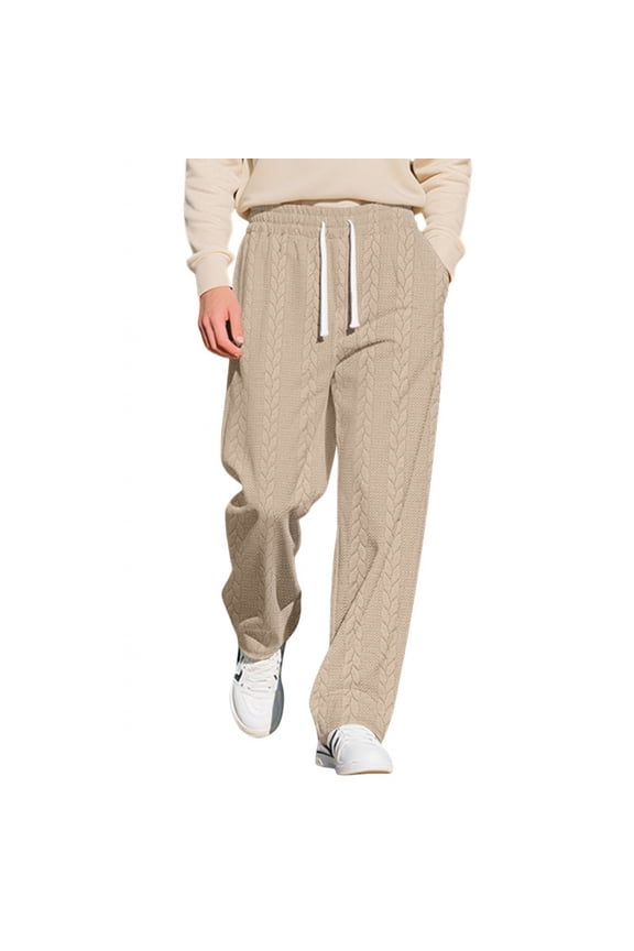 George Men Cable Knit Sweatpants Elastic Drawstring Waist Soft Textured Comfy Lounge Pants Casual Trousers,Size:2XL