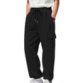 thumbnail image 1 of GuangCheng George Men Cargo Sweatpants Textured Casual Elastic Drawstring Waist Multiple Pockets Loose Fit Comfortable Jogger Pants,Size:XL, 1 of 8