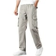 thumbnail image 1 of GuangCheng George Men Cargo Work Pants Loose Fit Blended Durable Multiple Pockets Elastic Waist Comfortable Outdoor Casual Trousers,Size:2XL, 1 of 6