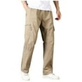thumbnail image 1 of GuangCheng George Men Casual Loose Fit Cargo Pants Durable Blended Multi Pocket Elastic Waist Comfortable Outdoor Work Trousers,Size:XL, 1 of 5