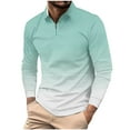 thumbnail image 1 of GuangCheng George Men Casual Loose Zipper Pullover Striped Printed Shirt Long Sleeve Turndown Collar Lapel Top Blouses,Light Blue,XL, 1 of 5