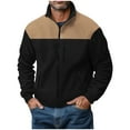 thumbnail image 1 of GuangCheng George Men Fleece Jacket Full Zip Soft Warm Comfort Outdoor Casual Stylish Zip Pockets Color Block Tops,Black,3XL, 1 of 7