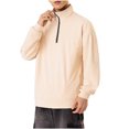 thumbnail image 1 of GuangCheng George Men Fleece Lined Sweatshirts Half Zip Pullover High Collar Long Sleeve Soft Comfort Oversized Casual Lounge Wear Top,Khaki,XL, 1 of 7