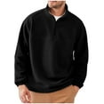 thumbnail image 1 of GuangCheng George Men Half Zip Fleece Sweatshirts Pullover Soft Warm Thermal Plush High Collar Casual Comfort Tops,Black,M, 1 of 4