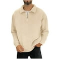 thumbnail image 1 of GuangCheng George Men Half Zip Plush Pullover Sweatshirts Soft Fleece Comfort Casual Warm Collar Tops,Khaki,XL, 1 of 6
