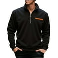 thumbnail image 1 of GuangCheng George Men Half Zip Sweatshirts Pullover Minimalist Chest Patch Pocket Detail Soft Comfortable Casual Warm Blouses,Black,2XL, 1 of 7